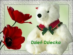 Dzień dziecka miś i kwiatek
